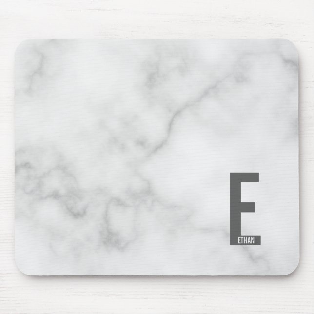 Modern personlig fet monogram och namn musmatta (Framsidan)