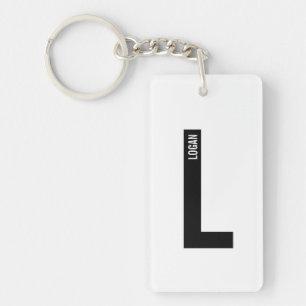 Modern personlig fet monogram och namn nyckelring