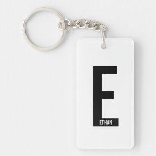 Modern personlig fet monogram och namn nyckelring