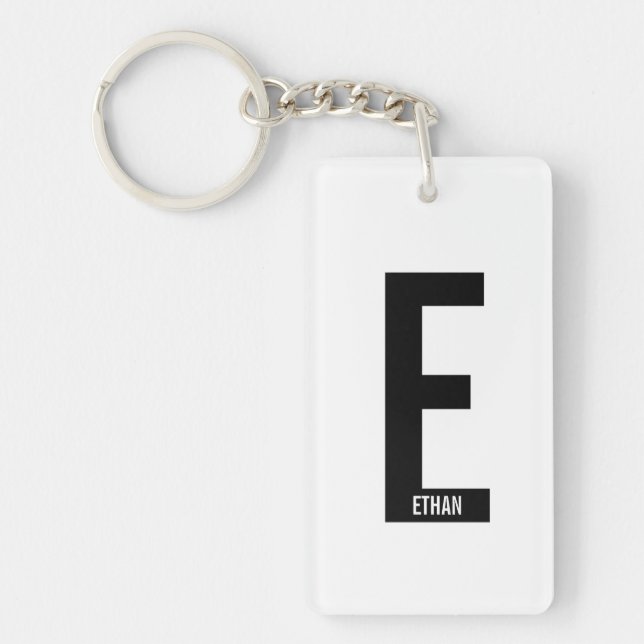 Modern personlig fet monogram och namn nyckelring (Framsidan)
