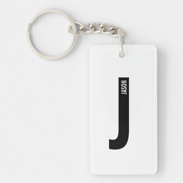 Modern personlig fet monogram och namn nyckelring (Framsidan)