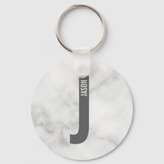Modern personlig fet monogram och namn nyckelring (Framsida)
