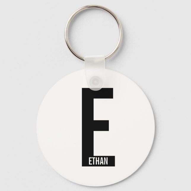 Modern personlig fet monogram och namn nyckelring (Framsida)