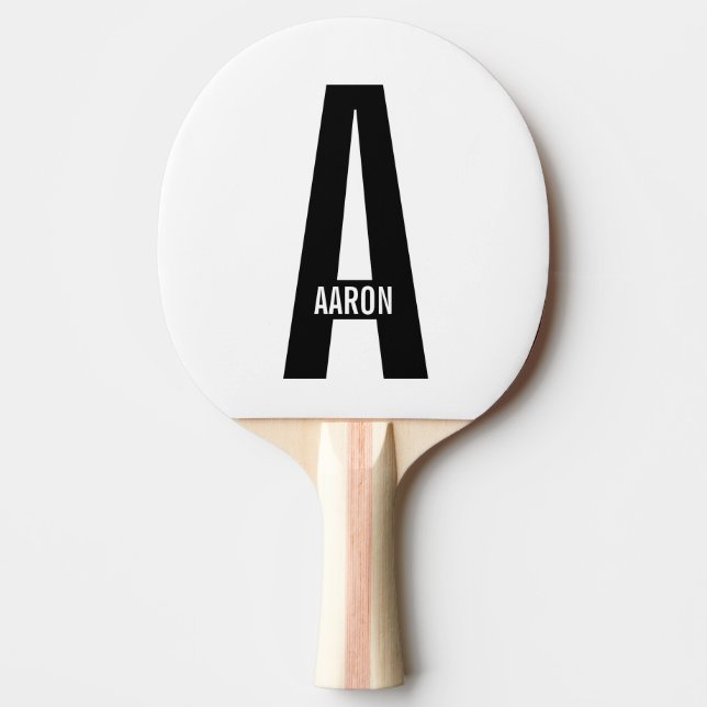 Modern personlig fet monogram och namn pingisracket (Framsidan)