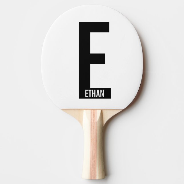 Modern personlig fet monogram och namn pingisracket (Framsidan)