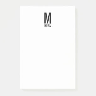 Modern Personlig, fet Monogram och Namn Post-it Block