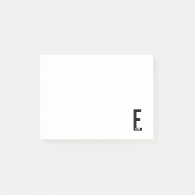 Modern personlig fet monogram och namn post-it block (Framsida)