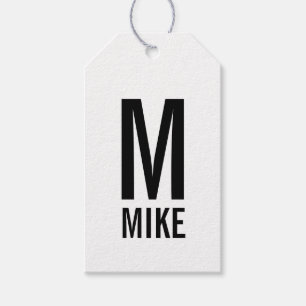 Modern Personlig, fet Monogram och Namn Presentetikett