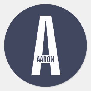 Modern personlig fet monogram och namn runt klistermärke