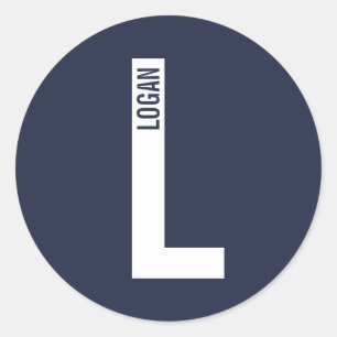 Modern personlig fet monogram och namn runt klistermärke