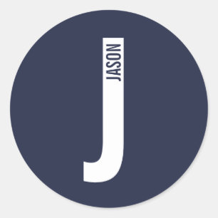 Modern personlig fet monogram och namn runt klistermärke