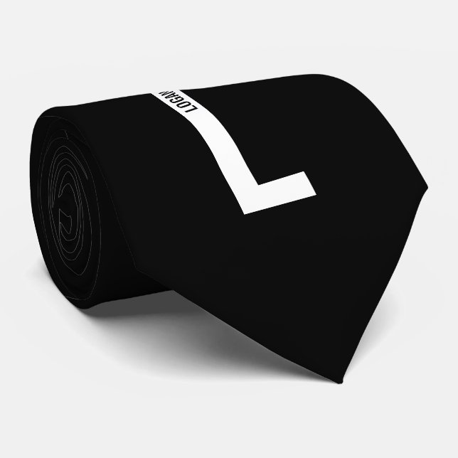 Modern personlig fet monogram och namn slips (Rullad)