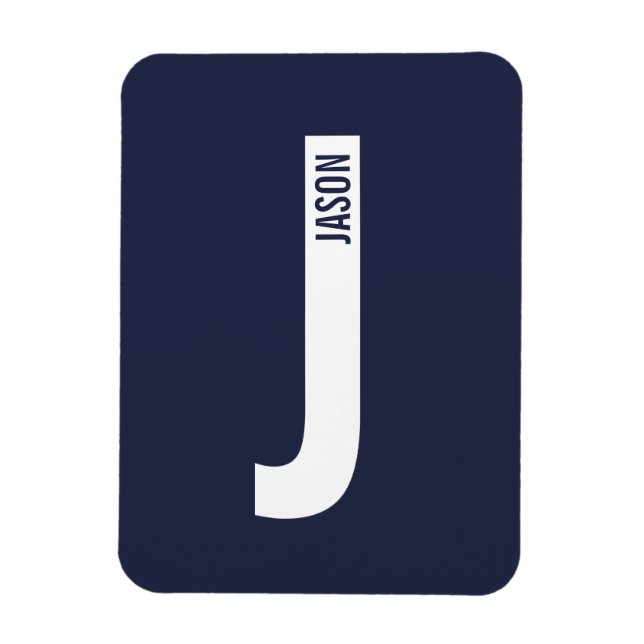 Modern personlig fetmonogram och namn magnet (Vertikal)