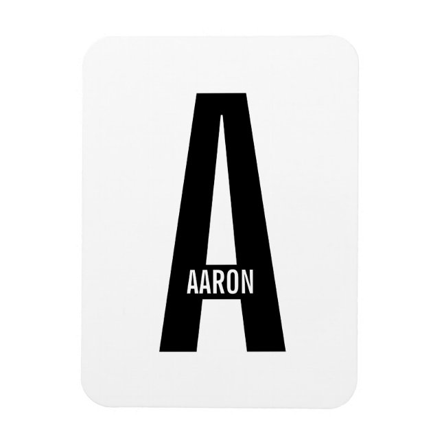 Modern personlig fetmonogram och namn magnet (Vertikal)