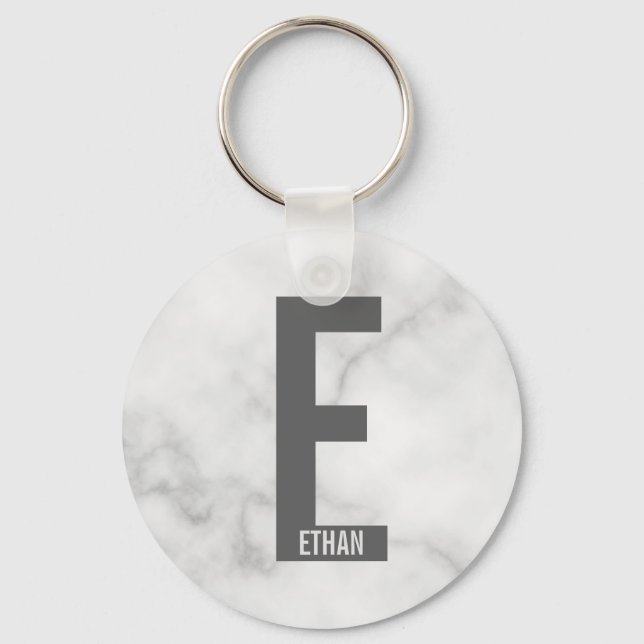 Modern personlig fetmonogram och namn nyckelring (Framsida)