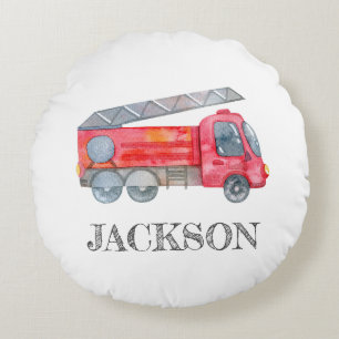 Modern Personlig Fireman födelsedagsfest Rund Kudde