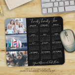 Modern Personlig för 2023-kalender 3-fotoskript Musmatta<br><div class="desc">Skapa en egen personlig-, anpassningsbar färg-foto- och kalendermusknapp med en 2023-årskalender, 3 foton, namn eller monogram eller annan anpassningsbar i en föreslagen handskriven skrivstil i redigerbart vitt på en redigerbar svart bakgrund i färg. ASSISTANS: Om du vill ha hjälp med designändringar eller anpassning, ändra storlek på eller överföra designen till...</div>
