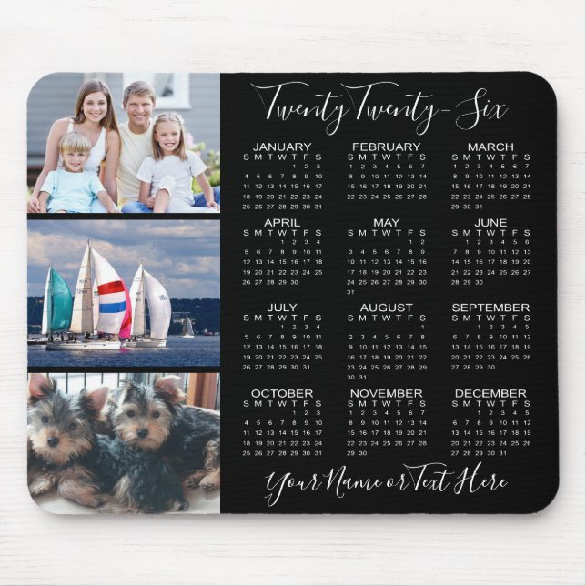 Modern Personlig för 2023-kalender 3-fotoskript Musmatta (Framsidan)