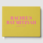 Modern Personlig för Bat mitzvah Gult för  av akut Gästböcker<br><div class="desc">Modern Fladdermus MitzvahCute Rosa and Gult Personlig Guest Bok</div>