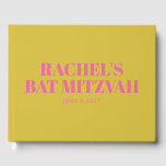 Modern Personlig för Bat mitzvah Gult för  av akut Gästböcker<br><div class="desc">Modern Fladdermus MitzvahCute Rosa and Gult Personlig Guest Bok</div>