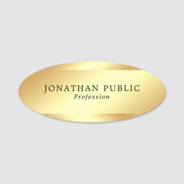 Modern Personlig för Faux Guld Elegant Namnbricka (Framsida)
