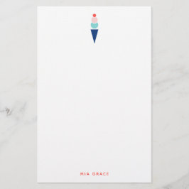 Modern Personlig för iskräm Cone Blue och Rosa Brevpapper