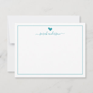 Modern Personlig för kalligrafi - Teal Heart Anteckningskort