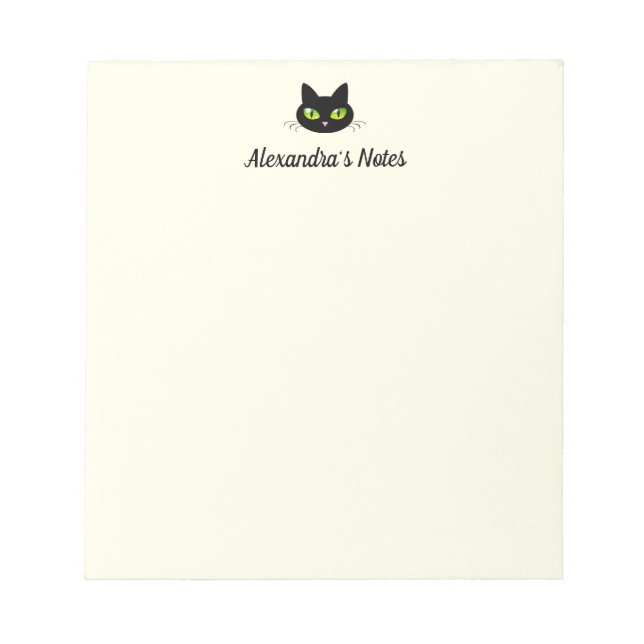 Modern Personlig för ljus och Coola, svart katthuv Anteckningsblock (Framsida)