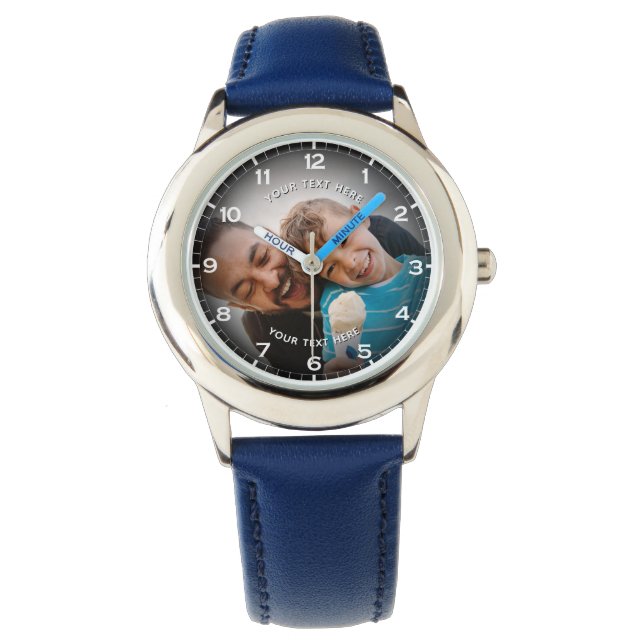 Modern Personlig Foto & Anpassningsbar Text Boy's Armbandsur (Framsida)