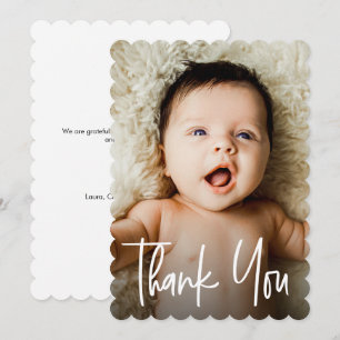 Modern Personlig Foto Liten Notis Baby Shower  Tack Kort