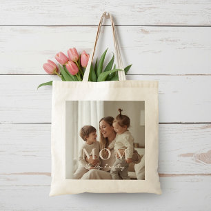 Modern personlig foto MOM Mors dag-handväskor Tygkasse