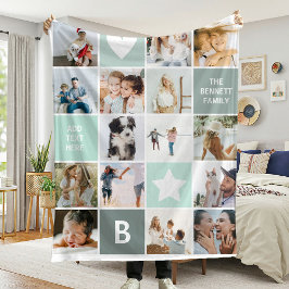 Modern Personlig Fotokollagepresent Fleecefilt