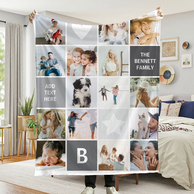 Modern Personlig Fotokollagepresent Fleecefilt (Skapare uppladdad)