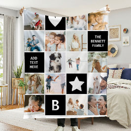Modern Personlig Fotokollagepresent Fleecefilt