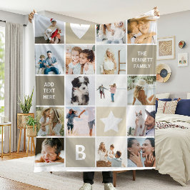 Modern Personlig Fotokollagepresent Fleecefilt