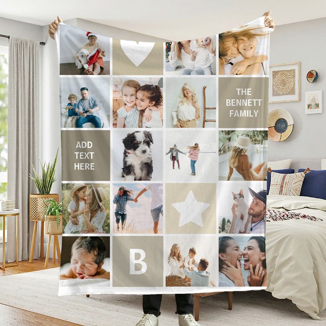 Modern Personlig Fotokollagepresent Fleecefilt (Skapare uppladdad)