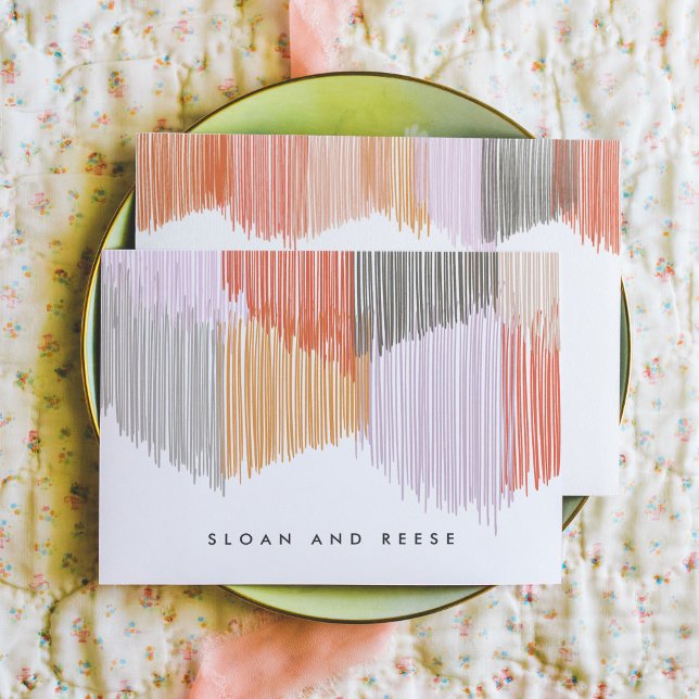 Modern Personlig Fringe Stationery Anteckningskort (Pink Modern Fringe personalized note card set.)