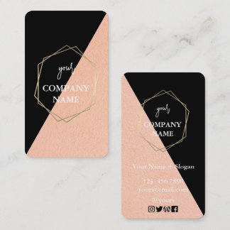 Modern Personlig Geometrisk Rosa Vit Social Visitkort