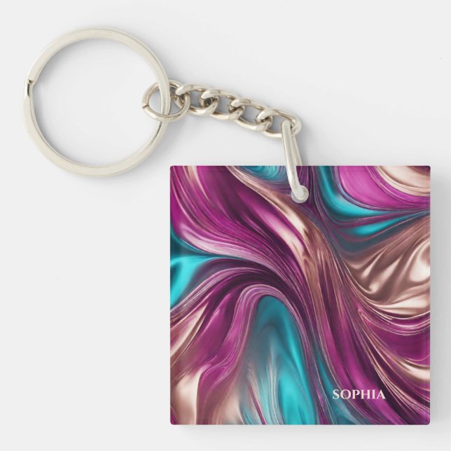 Modern Personlig Gift-Magenta, Turquise Guld- (Framsidan)
