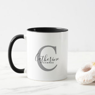 Modern Personlig Grått Monogram Mugg