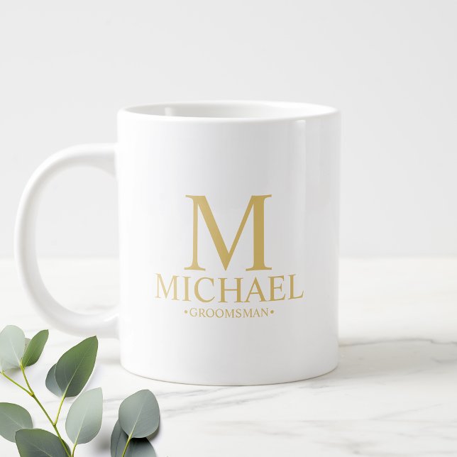 Modern Personlig Groomsman Coffee Mugg Jumbo Mugg (Skapare uppladdad)