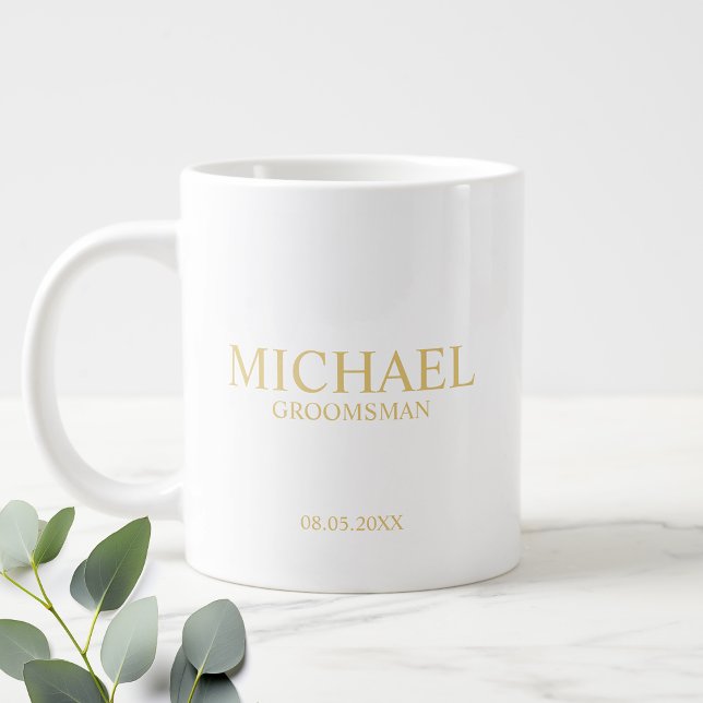 Modern Personlig Groomsman Coffee Mugg Jumbo Mugg (Skapare uppladdad)