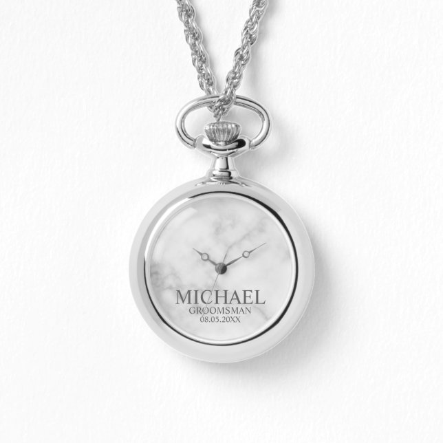 Modern Personlig Groomsmans Namn och Monogram Armbandsur (Framsida)