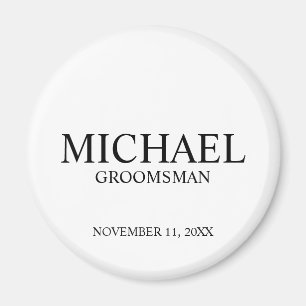 Modern Personlig Groomsmans Namn och Monogram Magnet