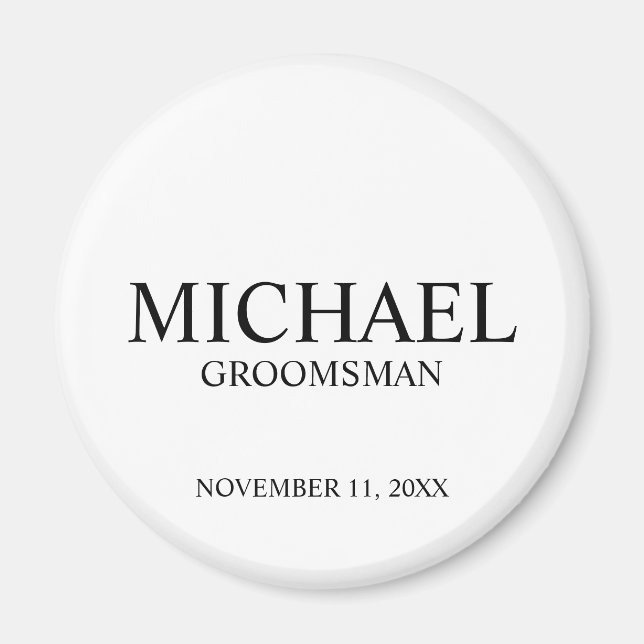 Modern Personlig Groomsmans Namn och Monogram Magnet (Framsidan)