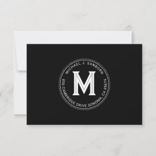 Modern Personlig Guy's Monogram Black White Tack Kort
