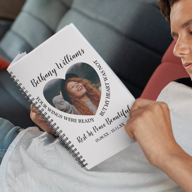 Modern Personlig Heart Photo Memorial Anteckningsbok (Skapare uppladdad)