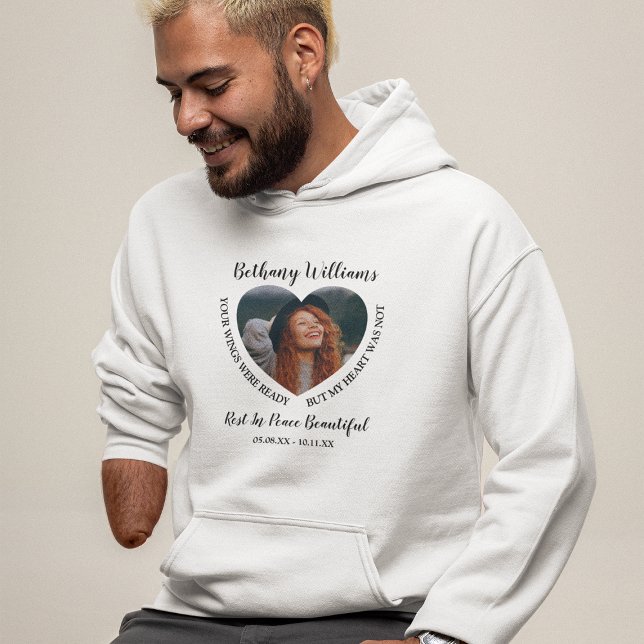 Modern Personlig Heart Photo Memorial Hoodie (Skapare uppladdad)