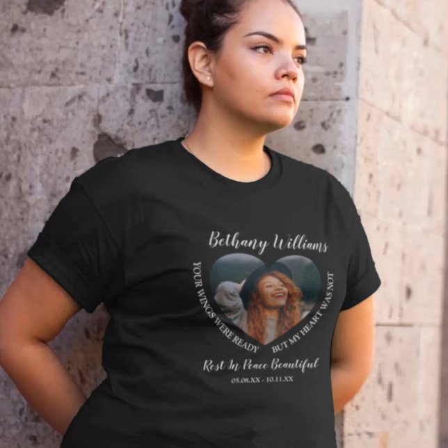 Modern Personlig Heart Photo Memorial T-Shirt (Skapare uppladdad)