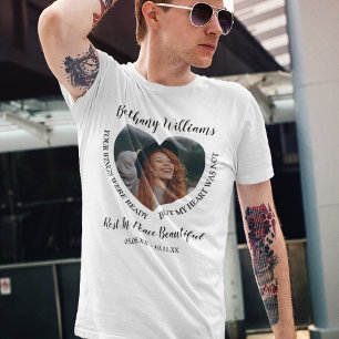 Modern Personlig Heart Photo Memorial T Shirt